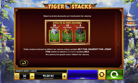 Tiger Stacks - bonusová funkce free spiny