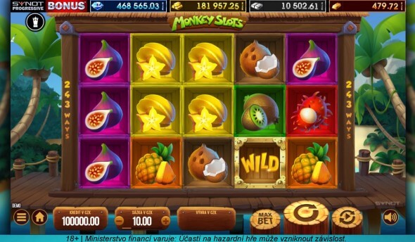 Výherní automat Monkey Slots u Sazka Her s bonusem za registraci