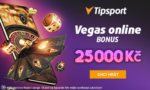 Tipsport Vegas vstupní bonus za registraci