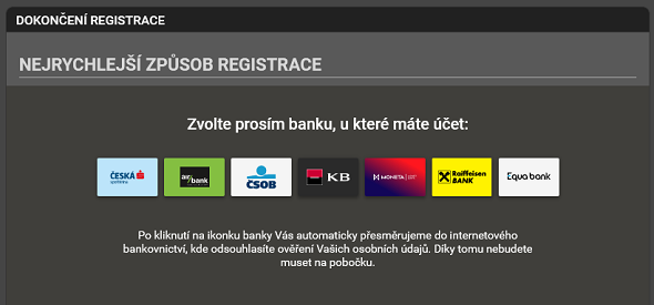 Online ověření totožnosti v Chance Vegas můžete provést u těchto bank