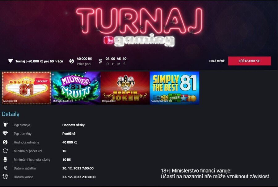 Casino turnaje na e-gaming hrách u Betoru