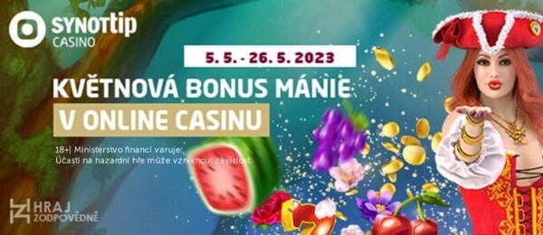 Květnová BONUS MÁNIE v SYNOT TIP má pro vás až 22 denních bonusů