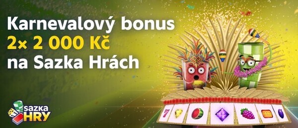 Sazka Hry karnevalový bonus až 4 000 Kč!